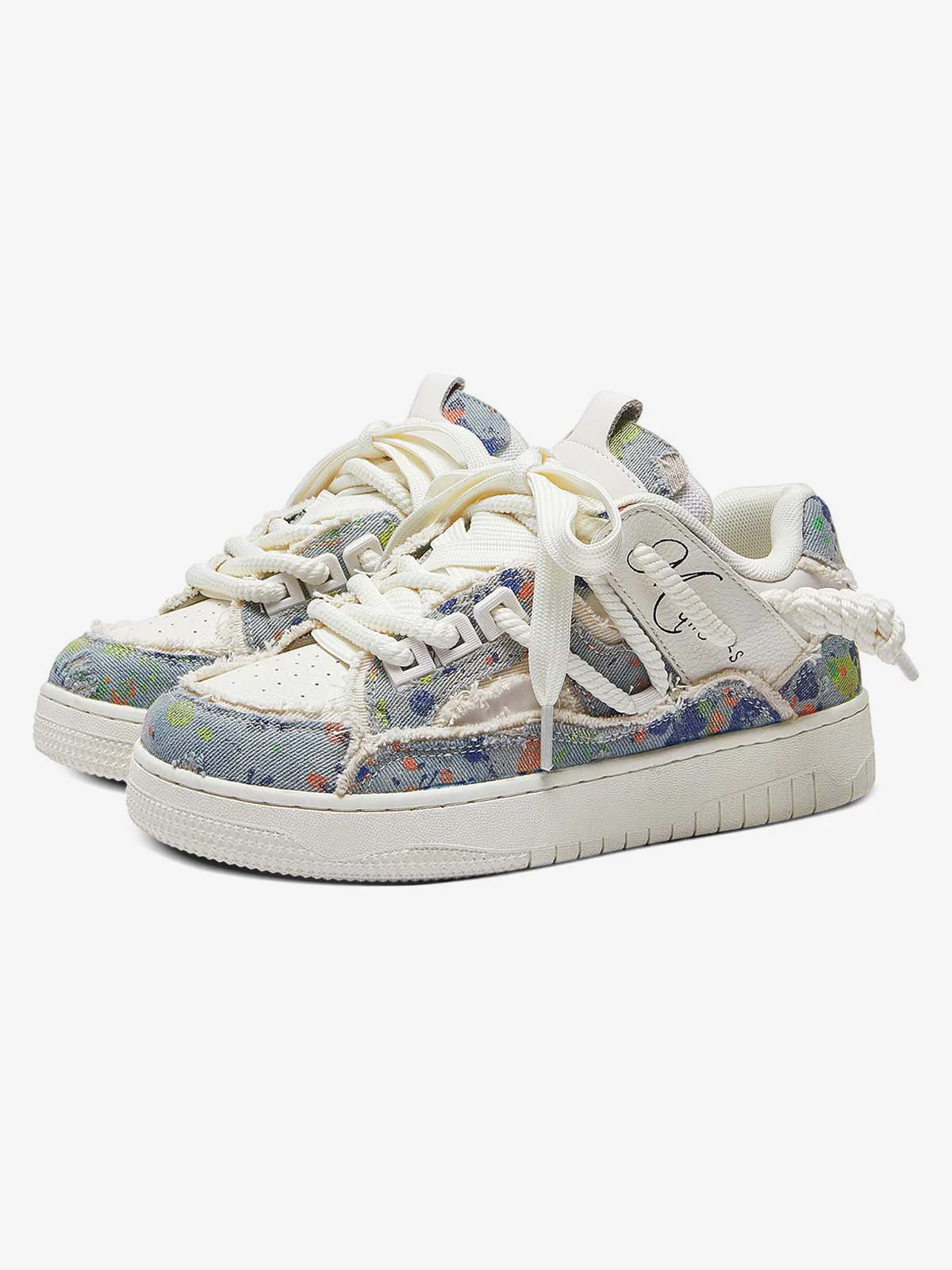 Destruction Series Tassel Contrast Color Sneakers - 2356 - Image 5