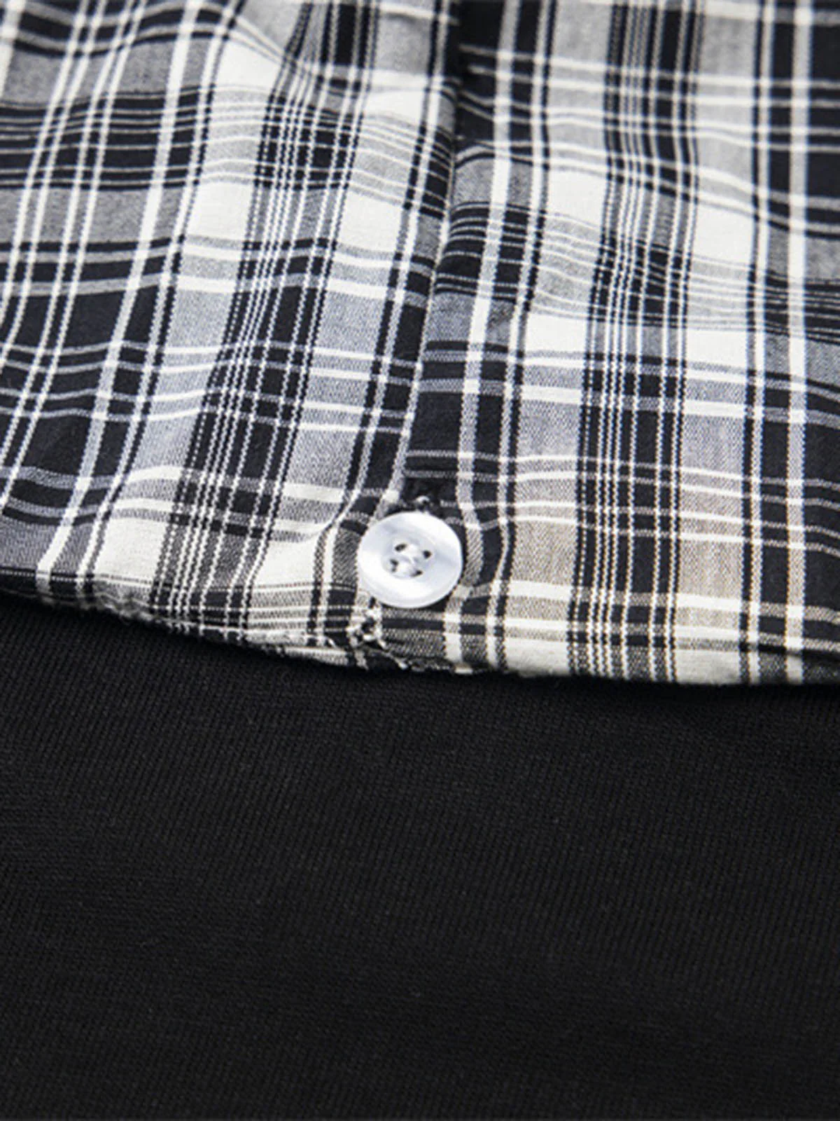 Detachable Badge Hooded Plaid Cape T-shirt - Image 5