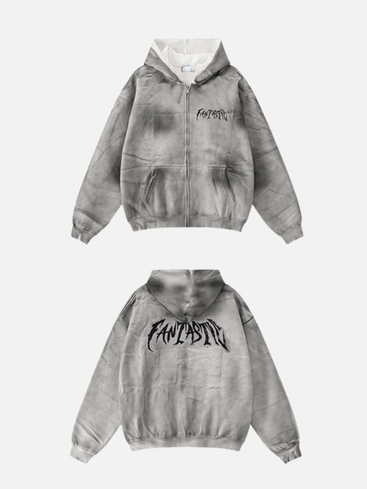 FANTASTIC - Oversized Print Zip Up Hoodie - Image 2
