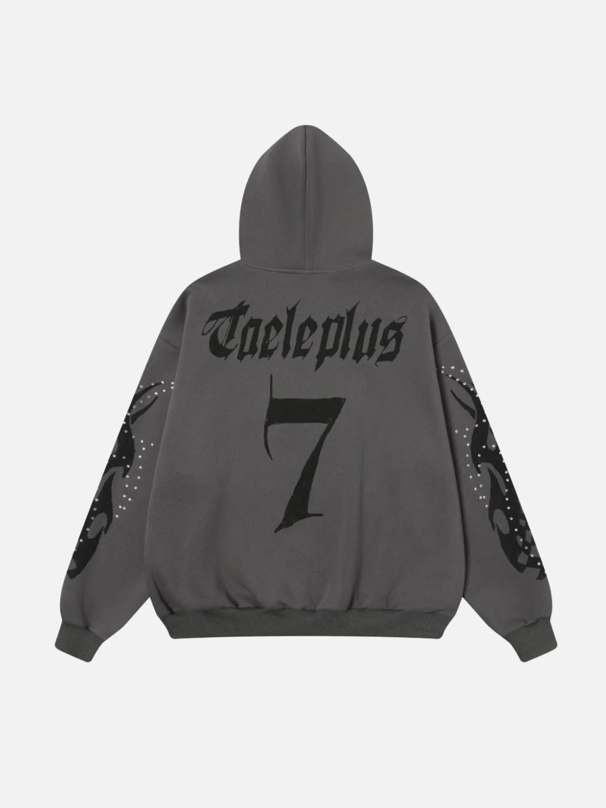 FIRODA - Oversized Rhinestone Zip Up Hoodie - Image 4