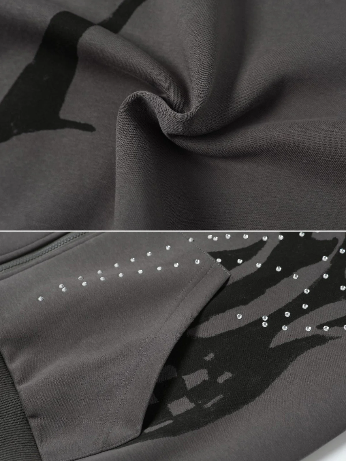 FIRODA - Oversized Rhinestone Zip Up Hoodie - Image 5