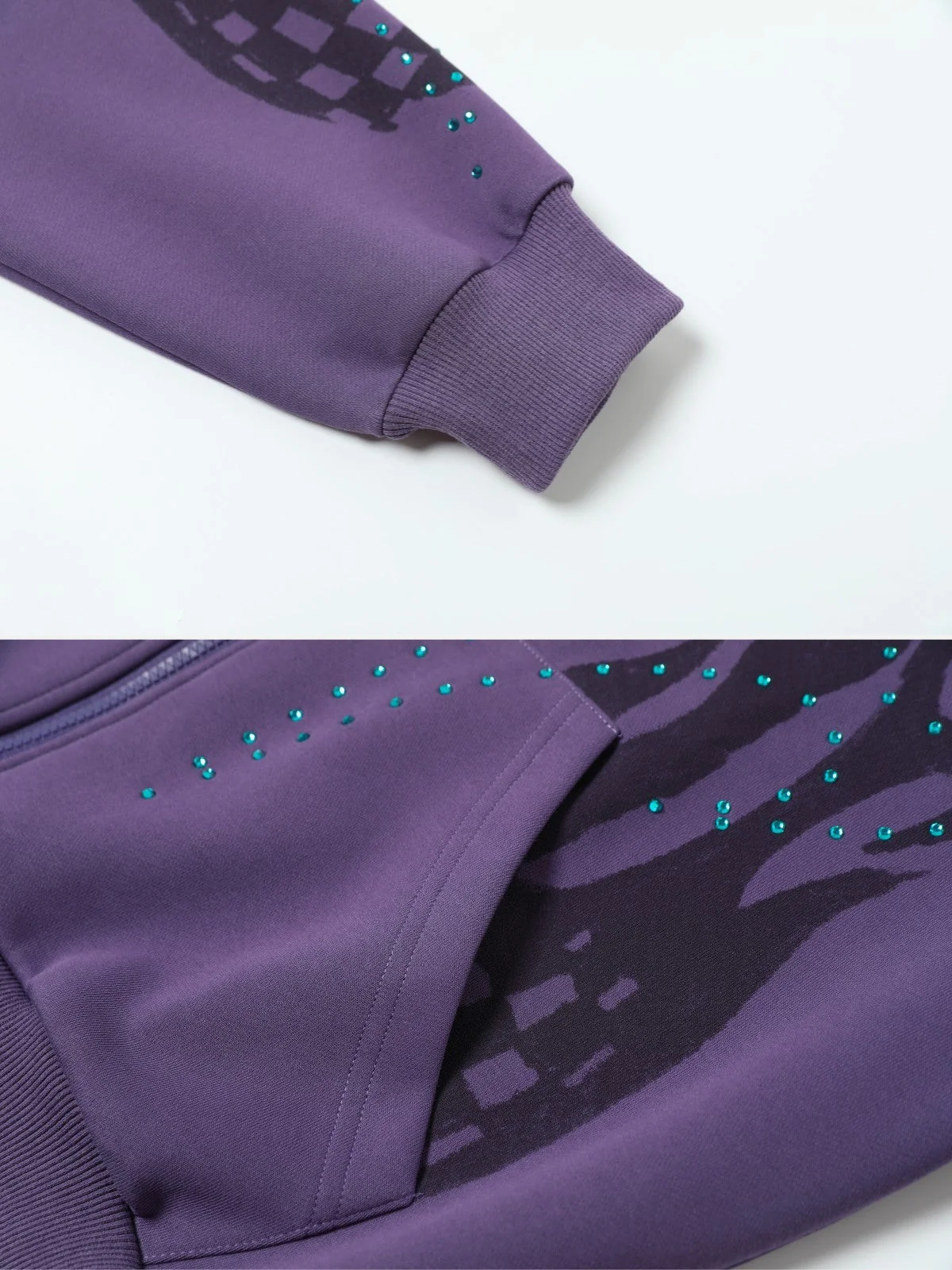 FIRODA - Oversized Rhinestone Zip Up Hoodie - Image 7