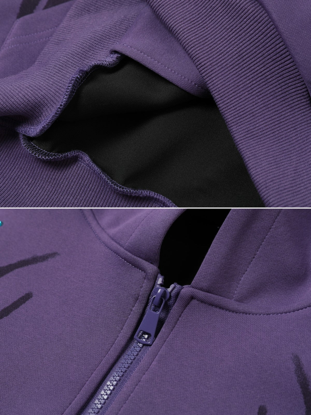 FIRODA - Oversized Rhinestone Zip Up Hoodie - Image 8