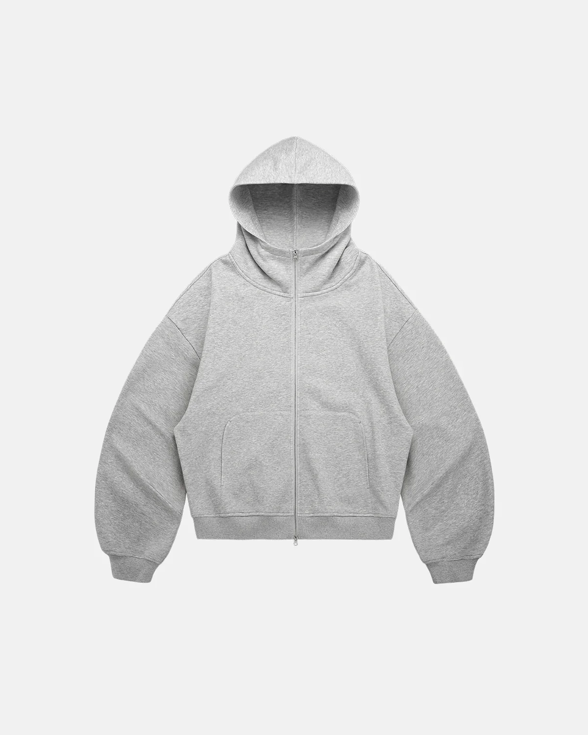 High Collar Fleece Double Zip-Up Hoodies