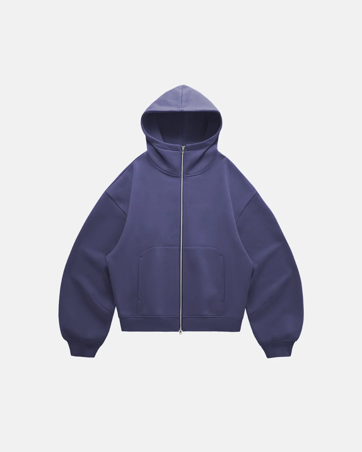 High Collar Fleece Double Zip-Up Hoodies - Image 13