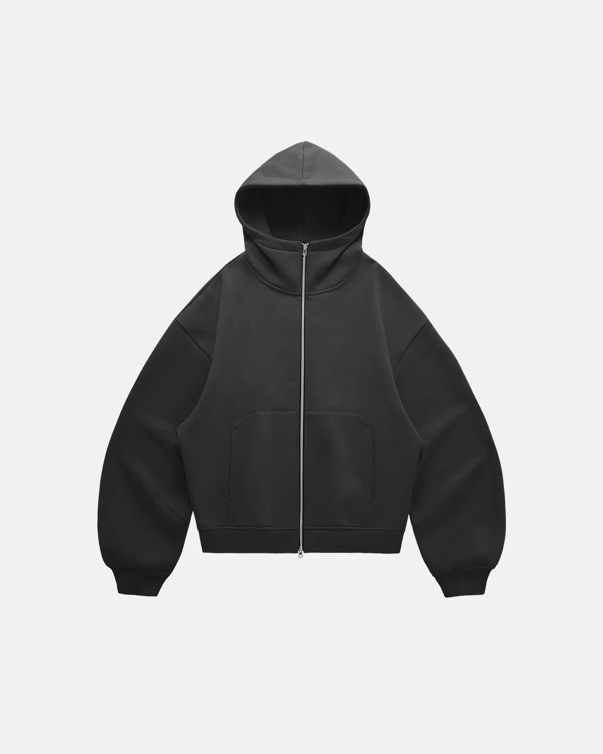 High Collar Fleece Double Zip-Up Hoodies - Image 4