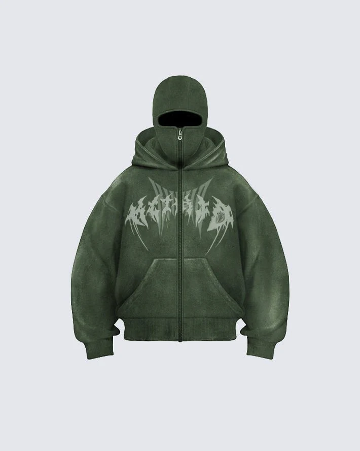 KIIKIO Stonewashed Balaclava Integrated Hoodie - Image 10