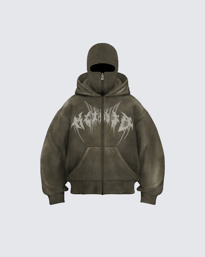 KIIKIO Stonewashed Balaclava Integrated Hoodie - Image 11