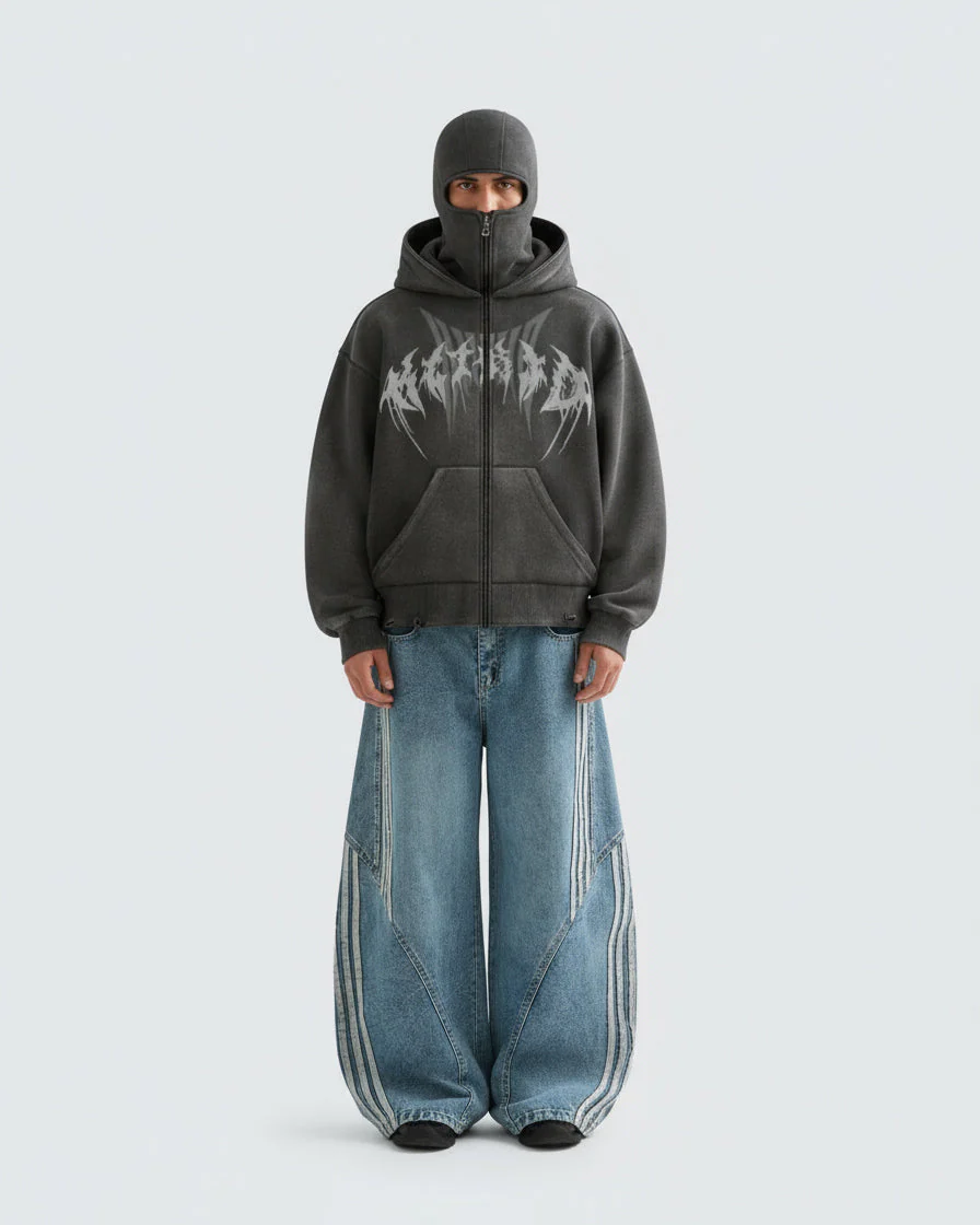 KIIKIO Stonewashed Balaclava Integrated Hoodie - Image 2
