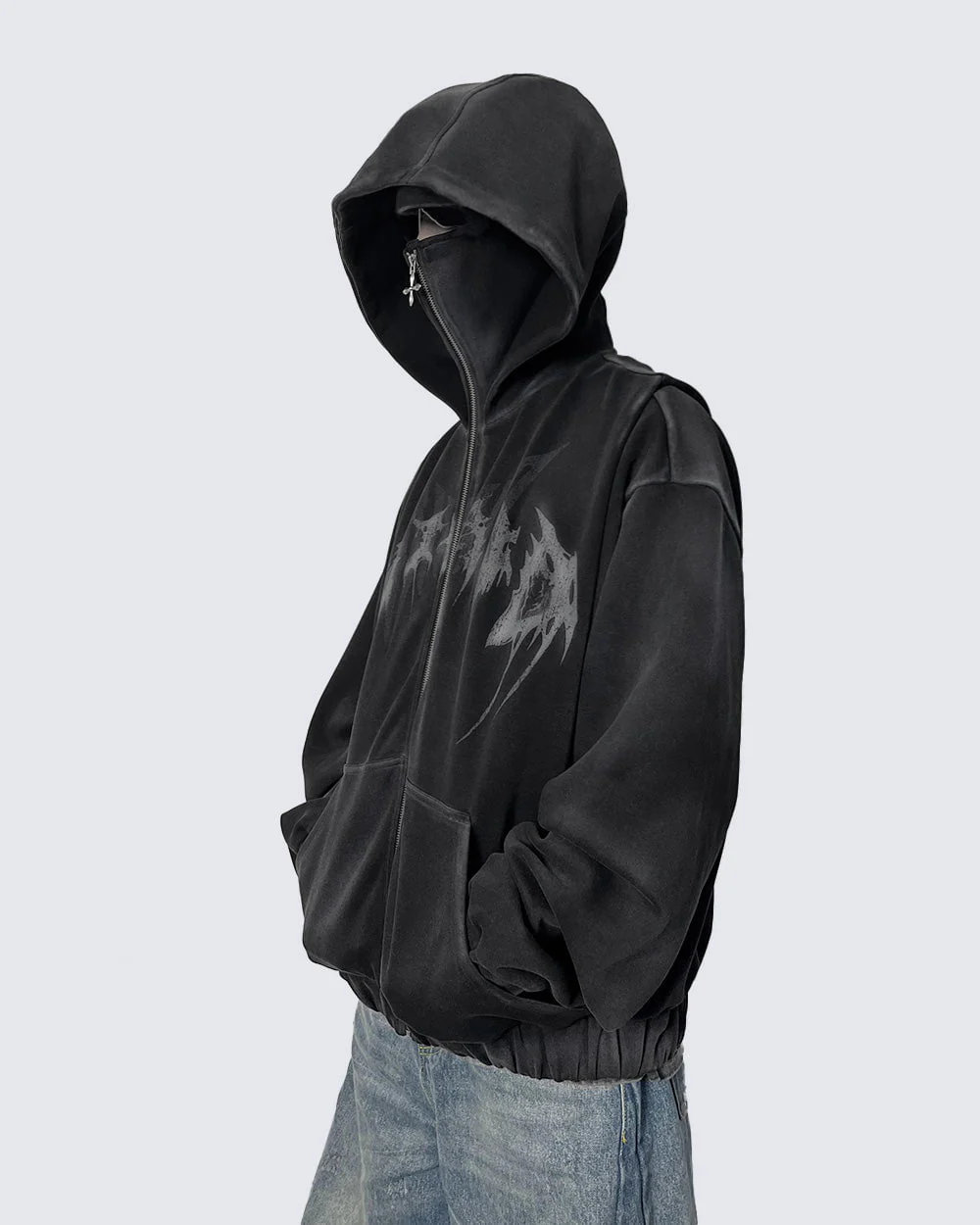 KIIKIO Stonewashed Balaclava Integrated Hoodie - Image 3