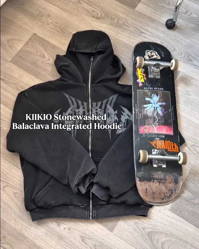KIIKIO Stonewashed Balaclava Integrated Hoodie - Image 4