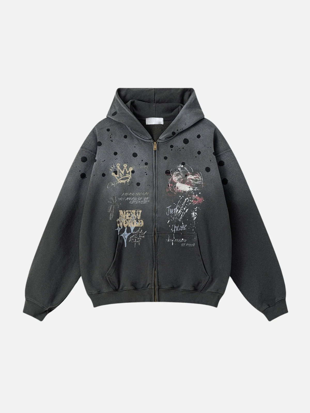KINGRESS - Oversized Print Zip Up Hoodie - Image 2