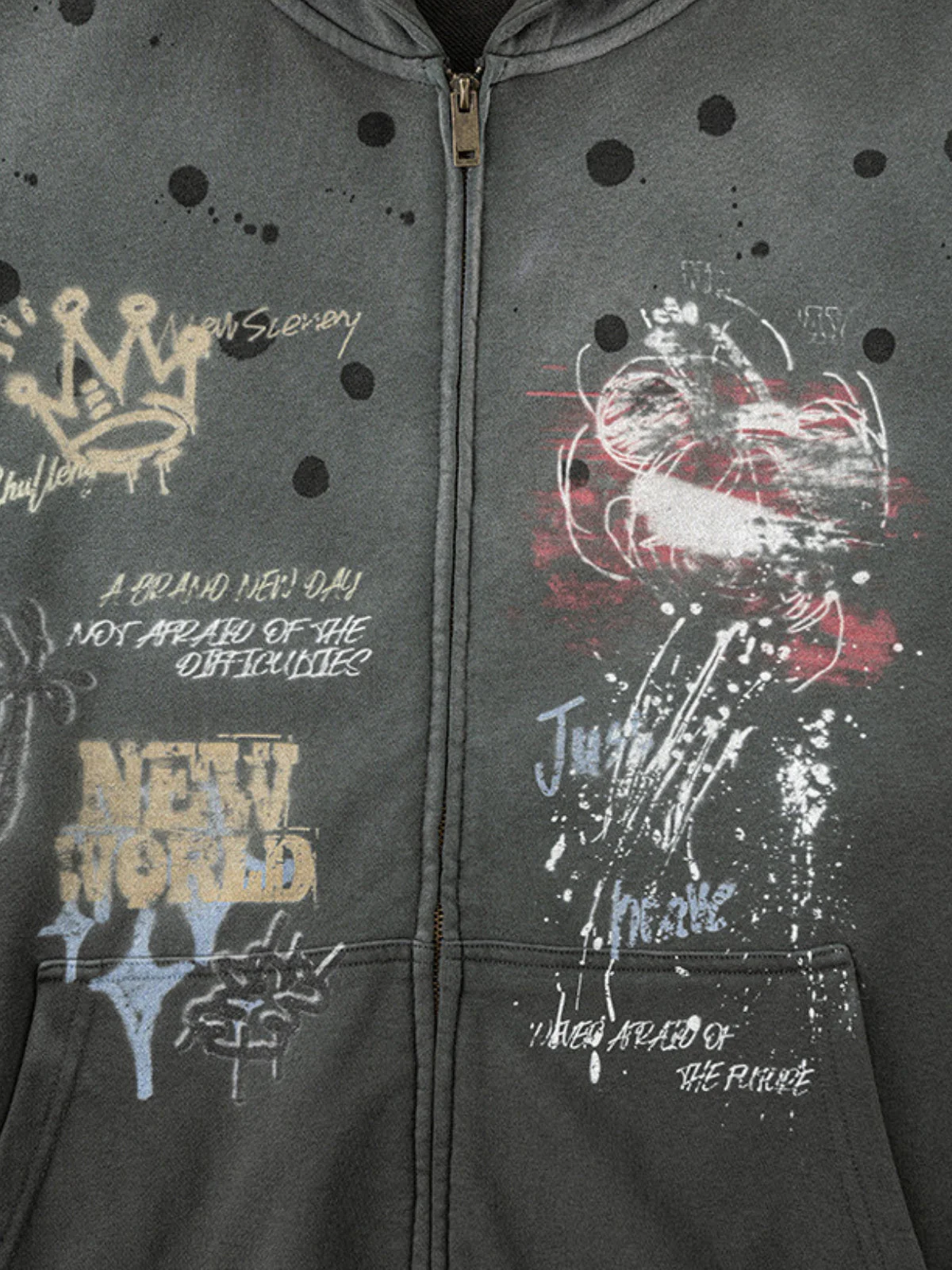 KINGRESS - Oversized Print Zip Up Hoodie - Image 4