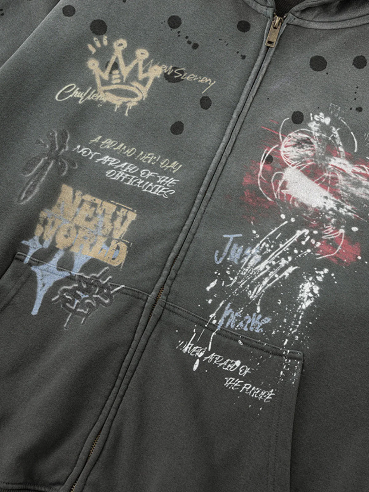 KINGRESS - Oversized Print Zip Up Hoodie - Image 5
