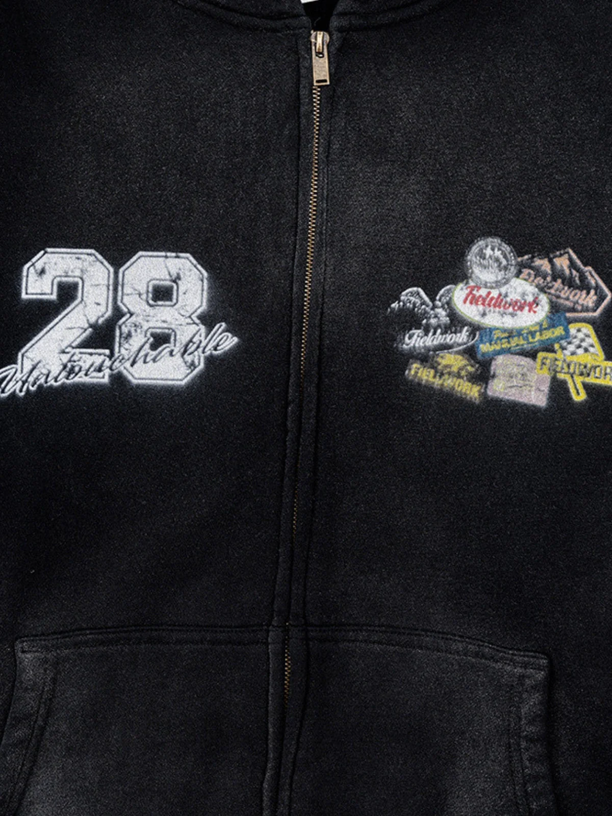 PATCHRACE - Oversized Graphic Zip Up Hoodie - Image 3