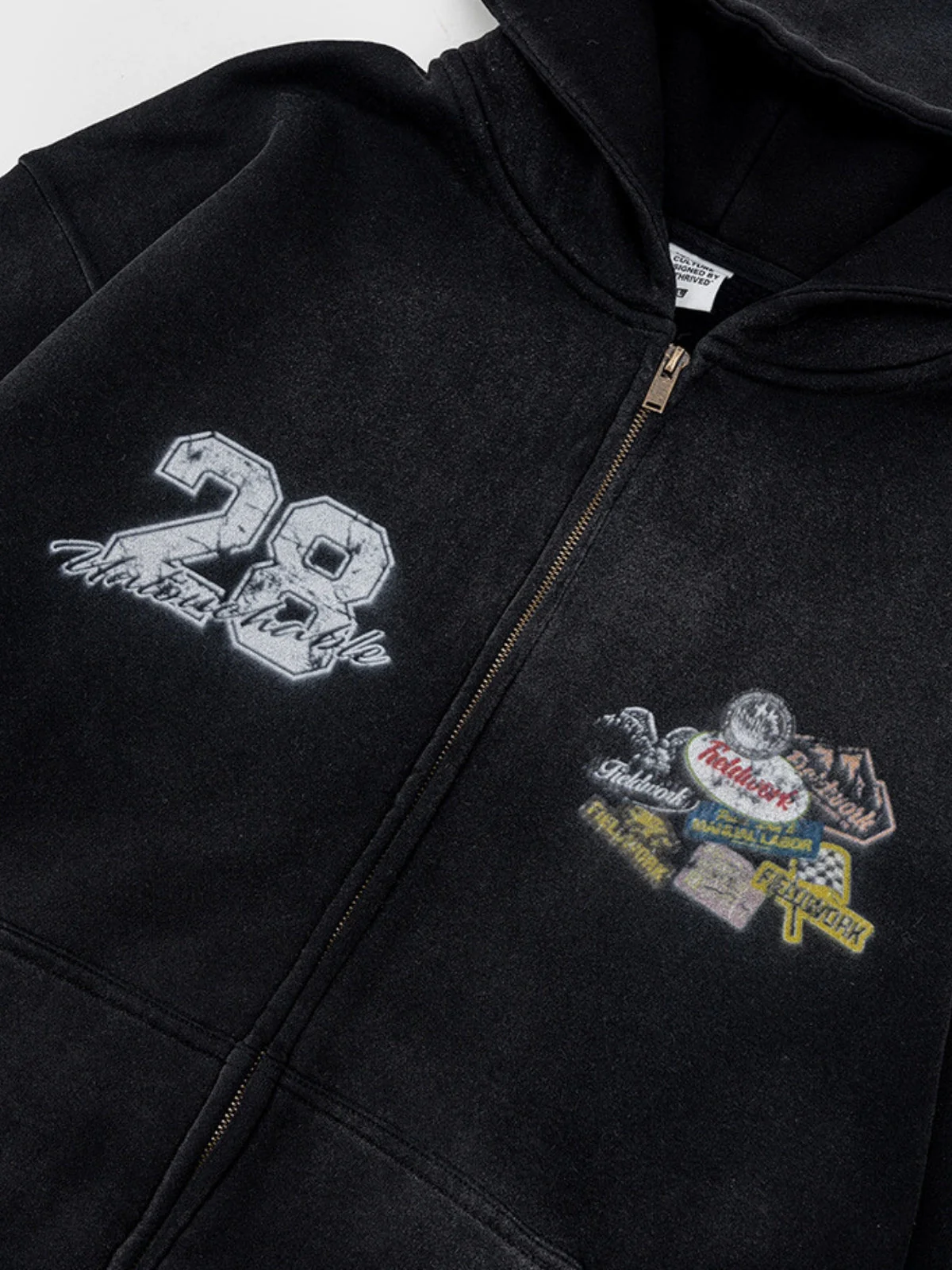 PATCHRACE - Oversized Graphic Zip Up Hoodie - Image 4