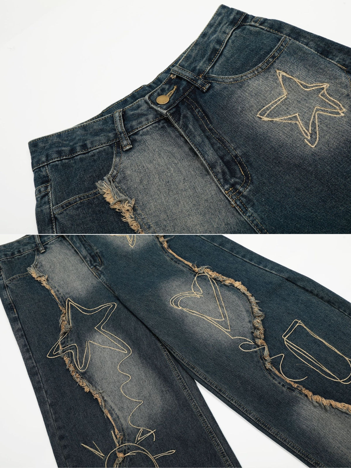 PATCHSTARS - Baggy Embroidered Jeans - Image 5