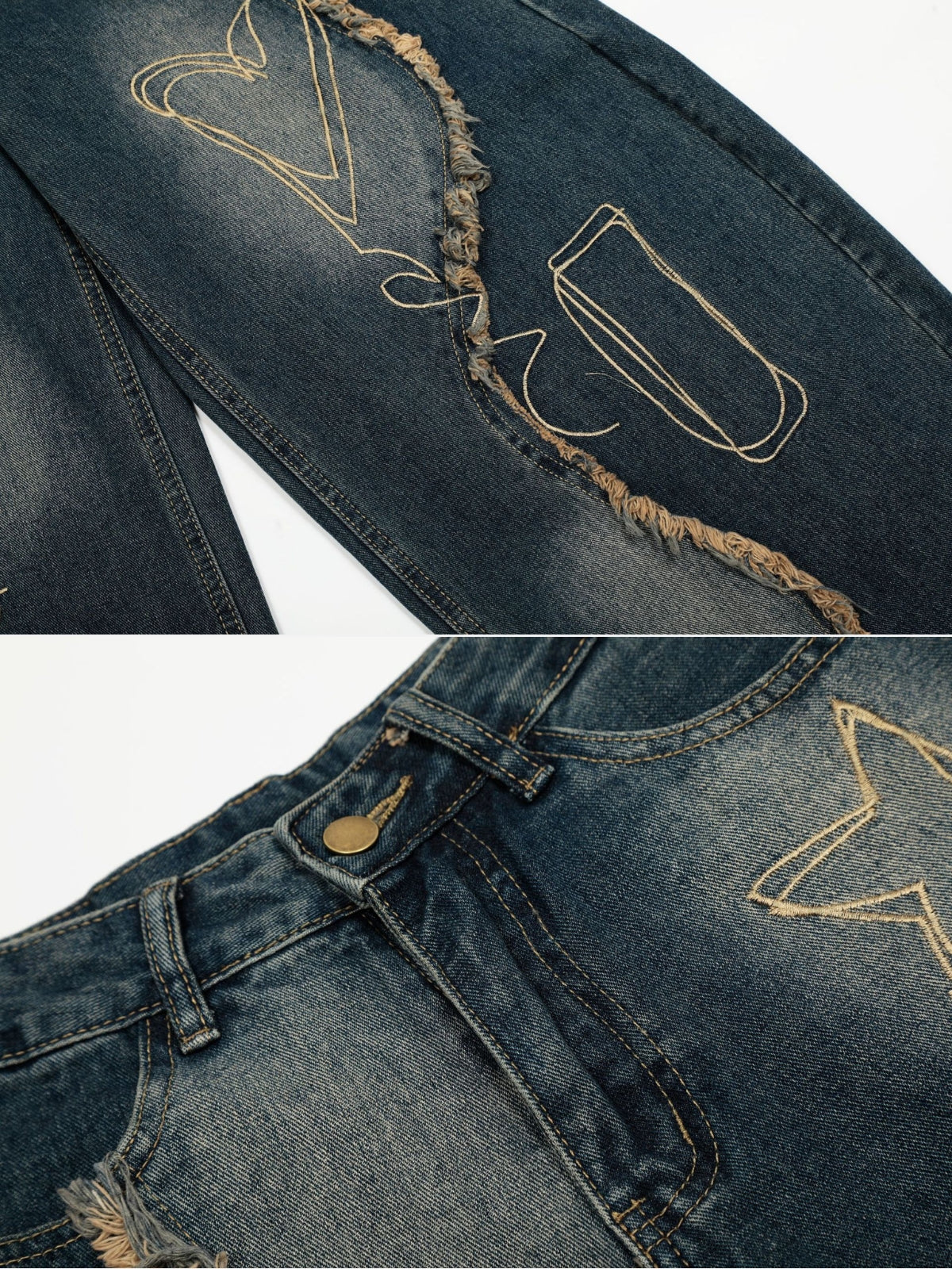 PATCHSTARS - Baggy Embroidered Jeans - Image 6