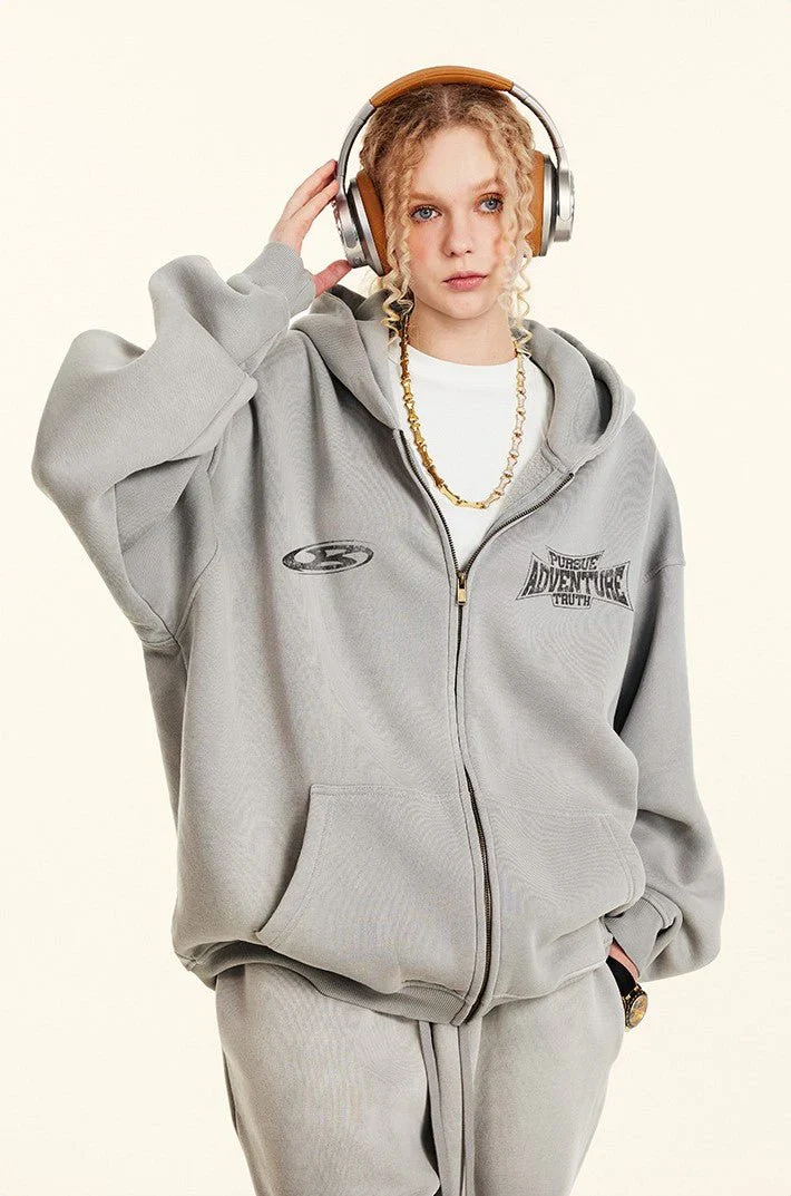 LUNARA® - Oversized Print Zip Up Hoodie UNISEX - Image 3