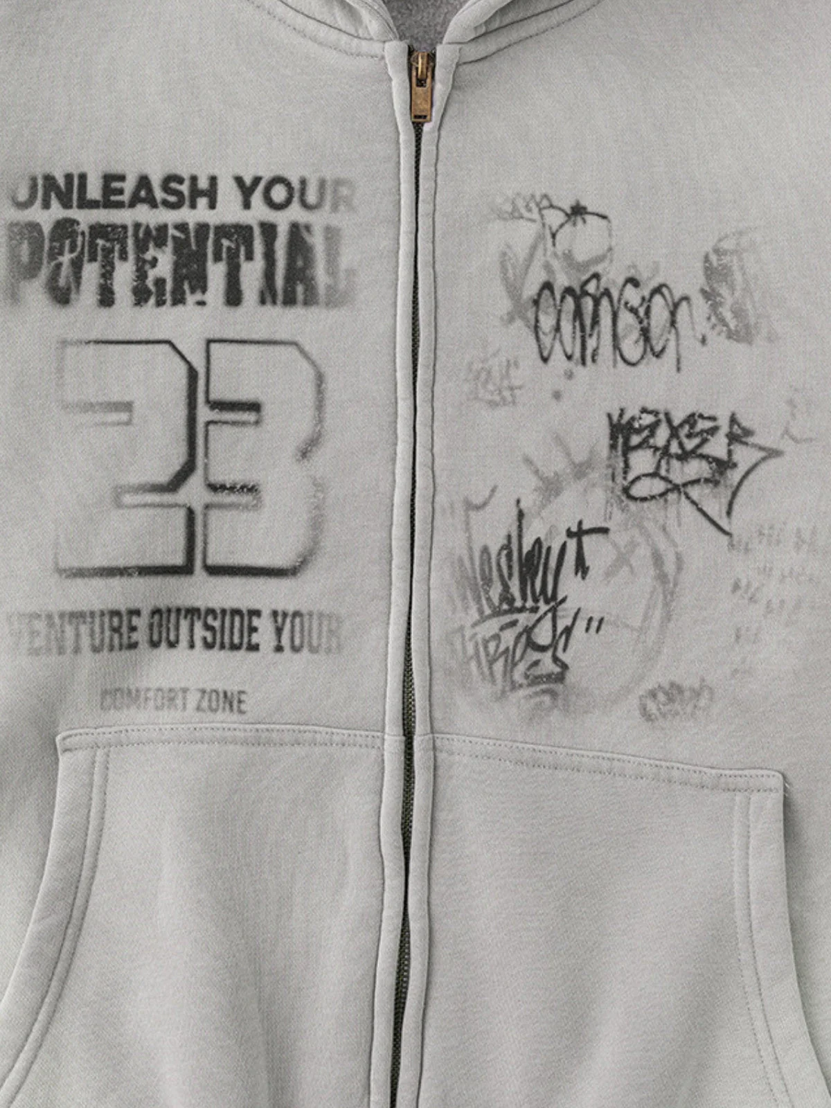 POTENTIAL - Oversized Print Zip Up Hoodie - Image 5