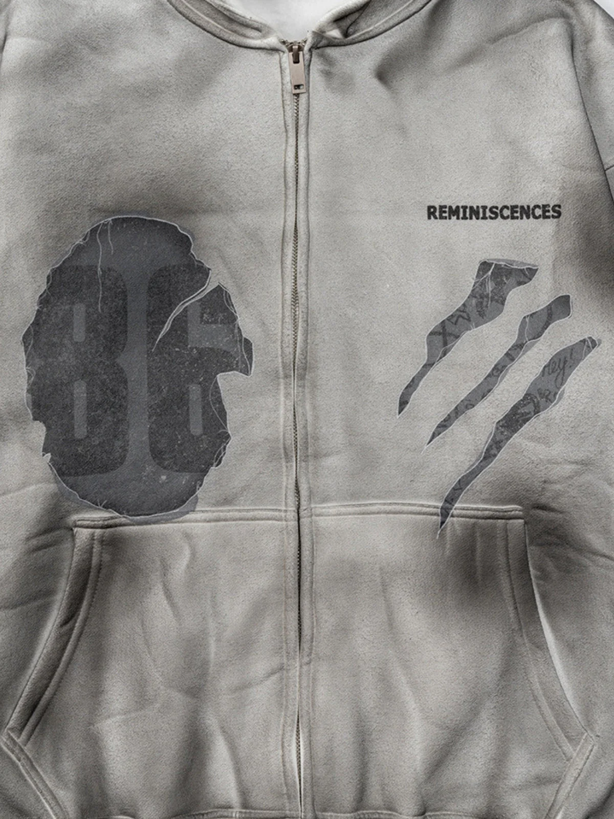 REMINI - Oversized Print Zip Up Hoodie - Image 3