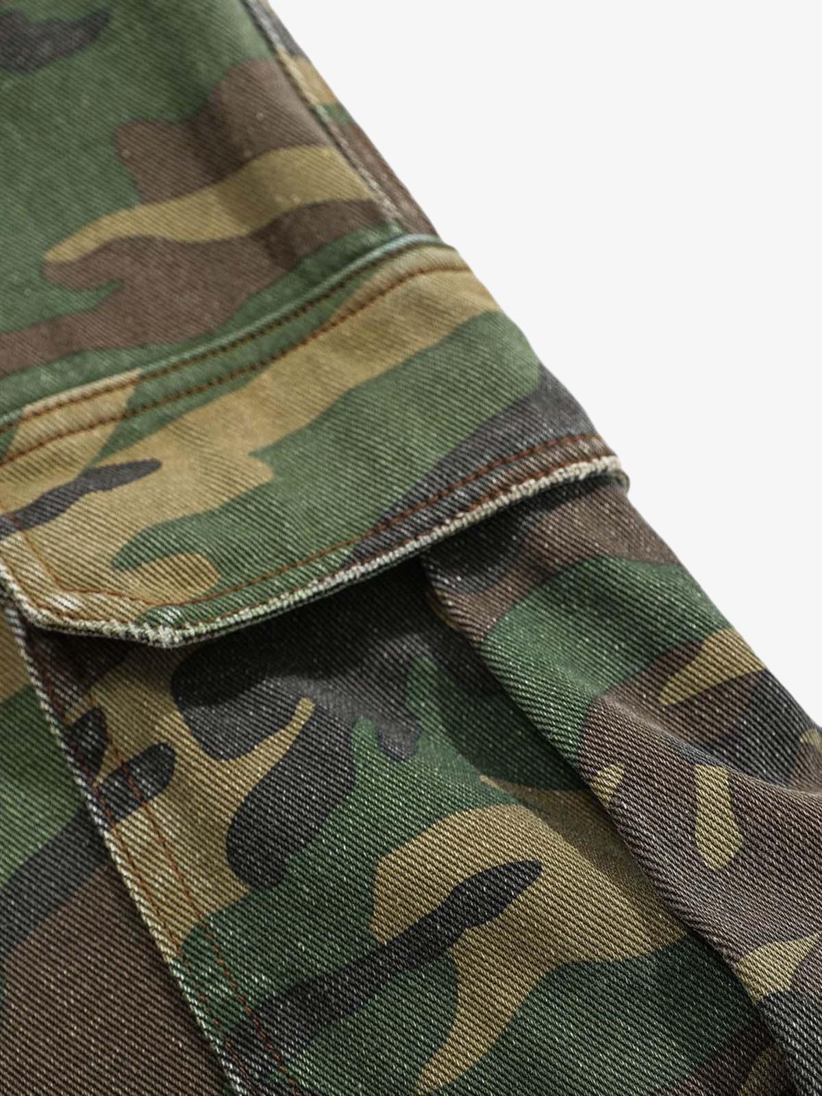 Ripped Camouflage Flared Cargo Pants - 2410 - Image 11