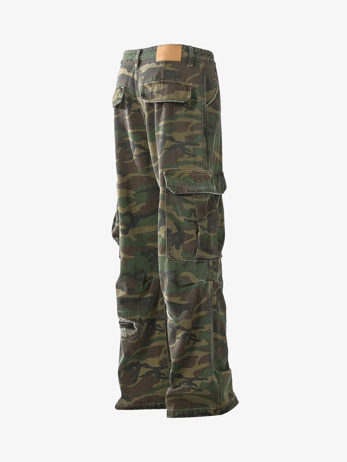 Ripped Camouflage Flared Cargo Pants - 2410 - Image 3