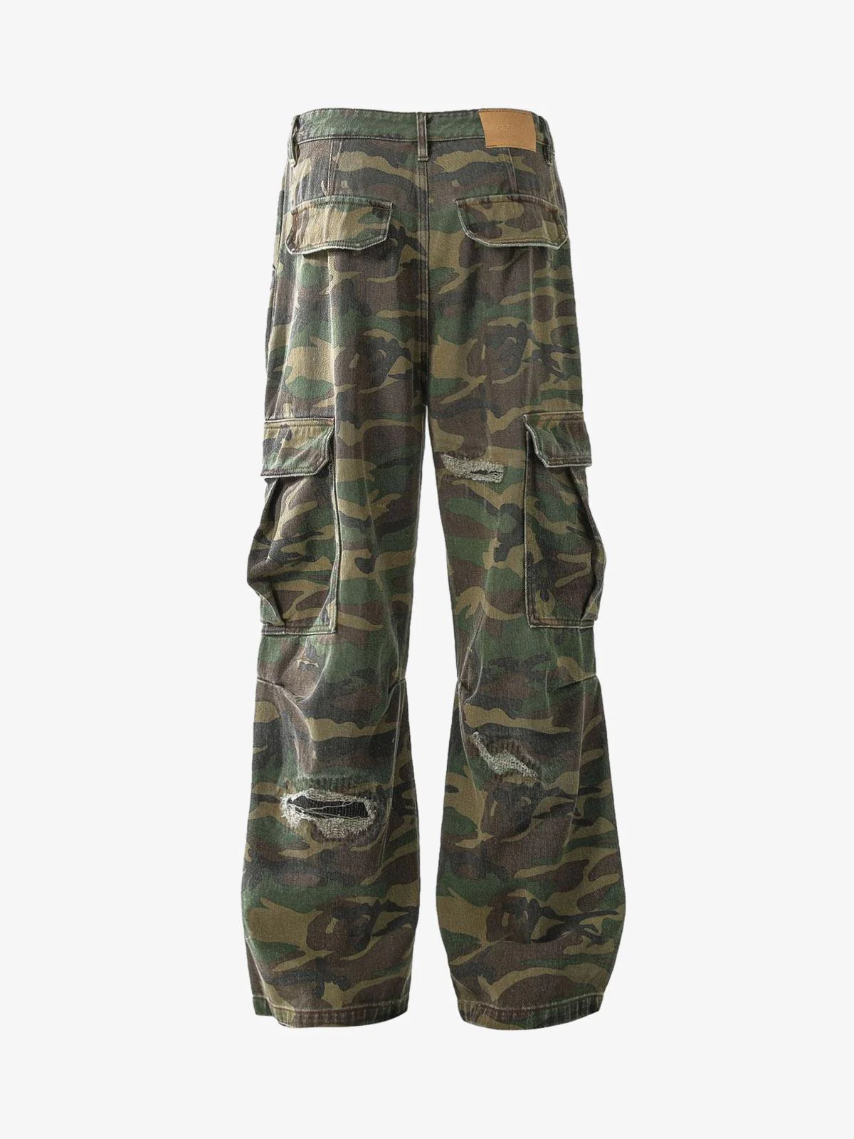 Ripped Camouflage Flared Cargo Pants - 2410 - Image 4