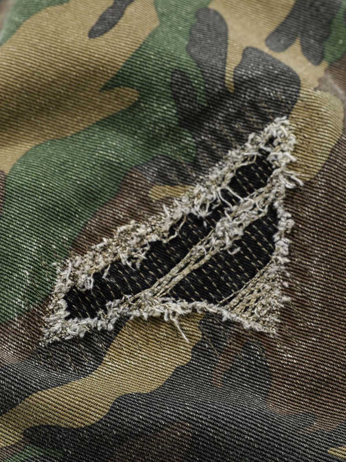 Ripped Camouflage Flared Cargo Pants - 2410 - Image 9