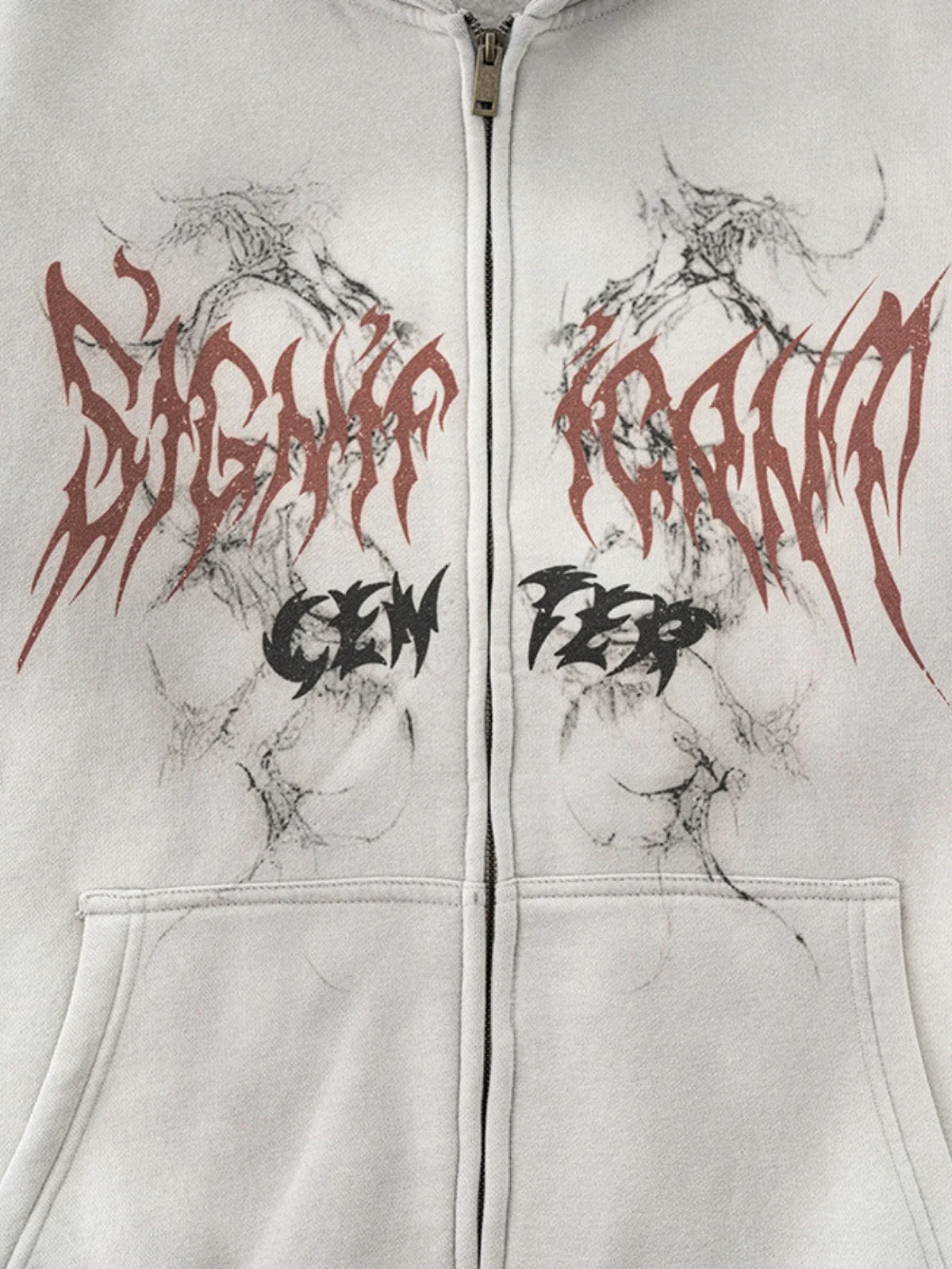 SINGUS - Oversized Print Zip Up Hoodie - Image 4