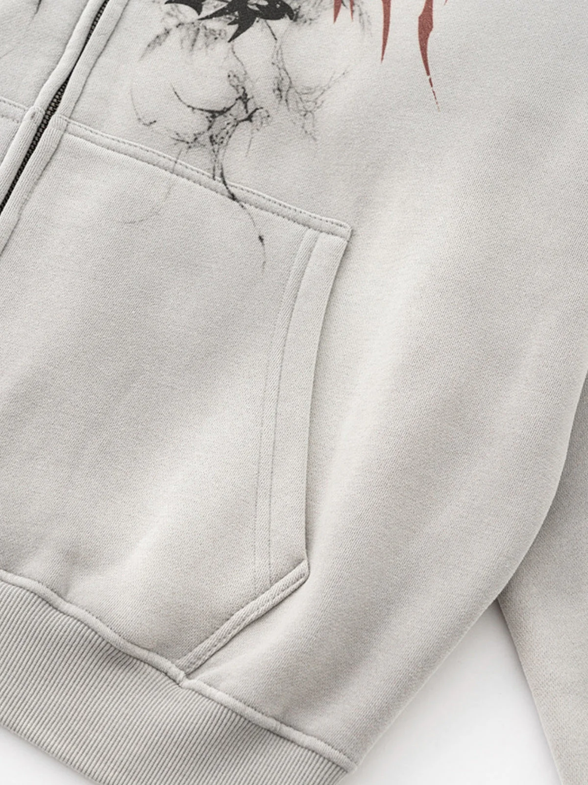 SINGUS - Oversized Print Zip Up Hoodie - Image 5