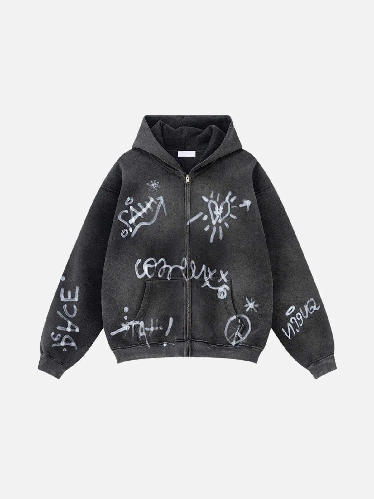 SYMBOLIKA - Oversized Print Zip Up Hoodie