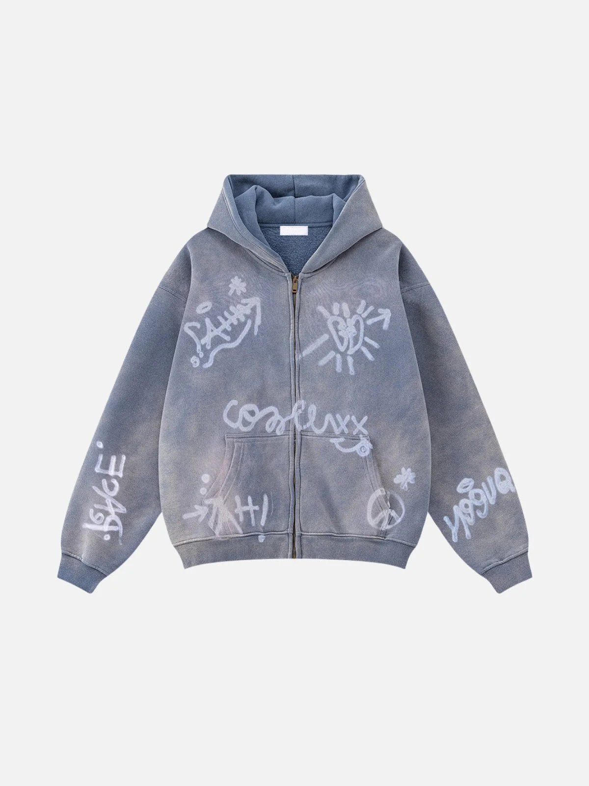 SYMBOLIKA - Oversized Print Zip Up Hoodie - Image 2