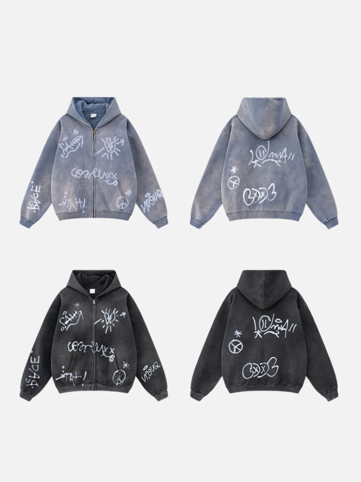 SYMBOLIKA - Oversized Print Zip Up Hoodie - Image 3