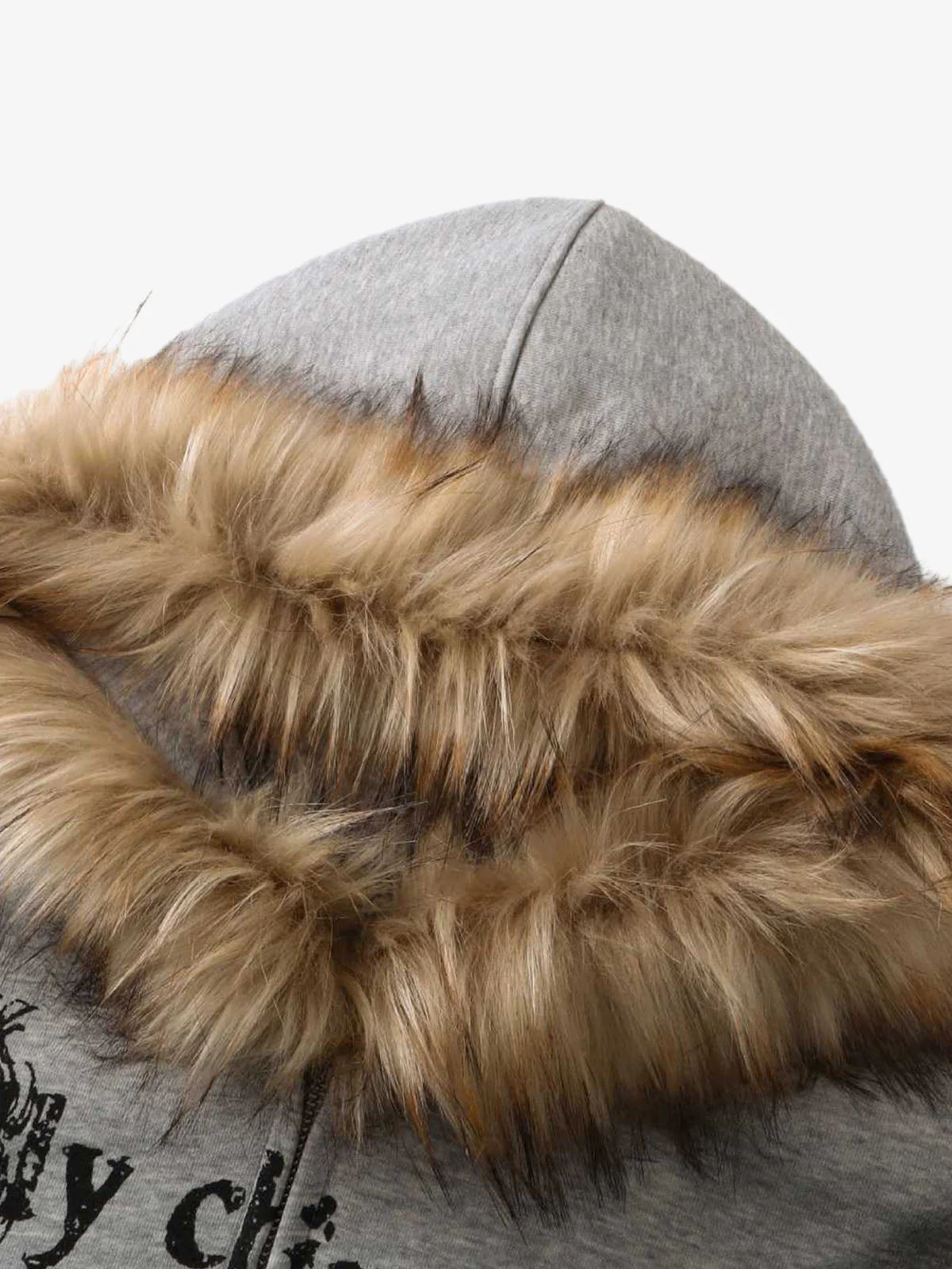 Thesupermade Wasteland Style Cardigan Zip UP Fur Hooded Jacket - 2279 - Image 4