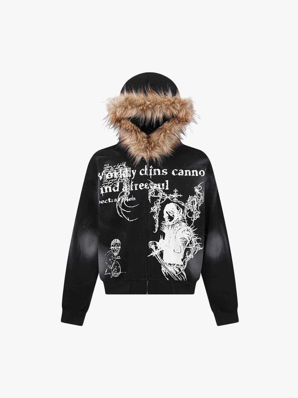 Thesupermade Wasteland Style Cardigan Zip UP Fur Hooded Jacket - 2279 - Image 6